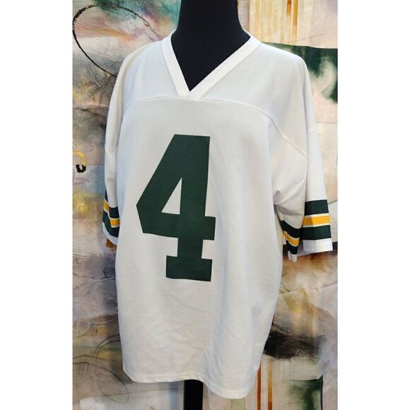 Vintage Brett Favre #4 Green Bay Packers Logo 4 Football Jersey X Large White Nf - Picture 1 of 4
